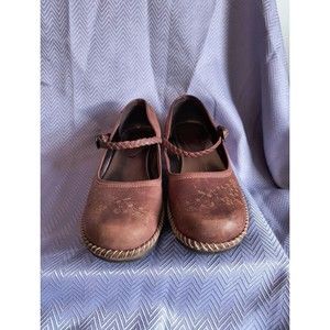 ECCO CAS CLOG BRAIDED MJ 226202 Red leather Mary Jane shoes sz. 37/7